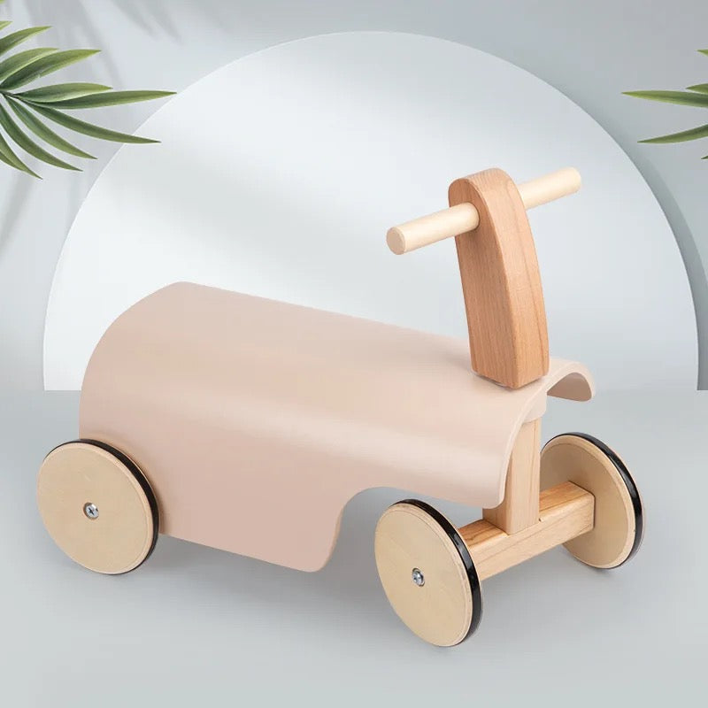 Ride-on wooden balance car - Pink/Beige