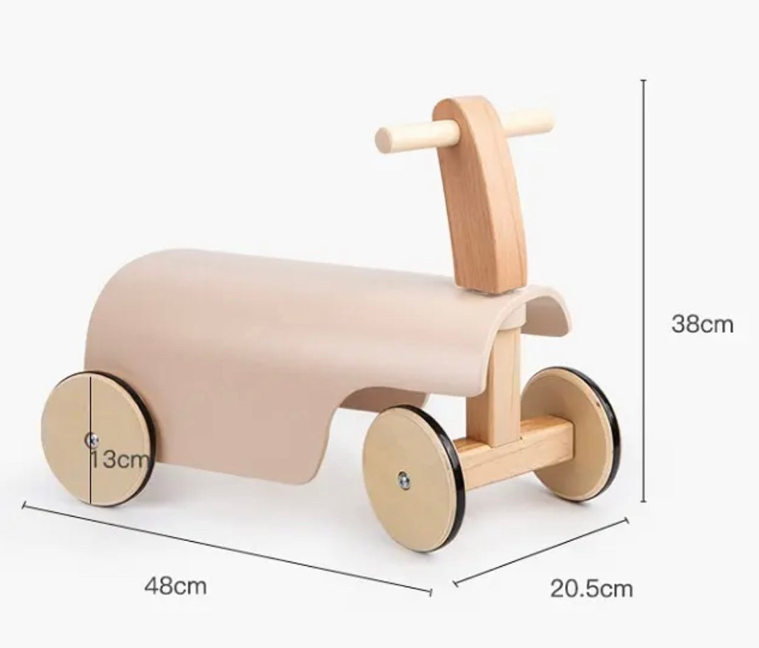 Ride-on wooden balance car - Pink/Beige