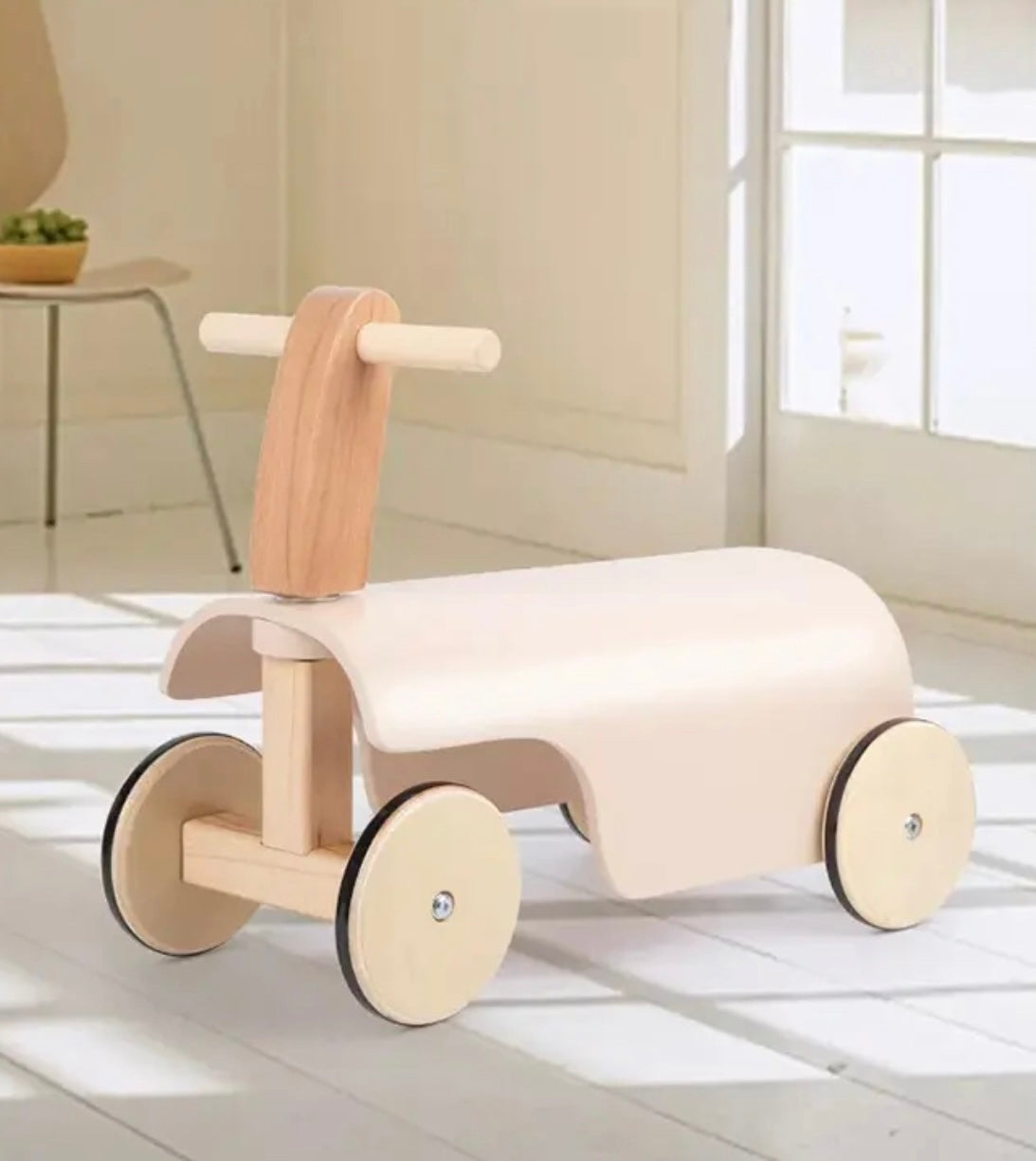 Ride-on wooden balance car - Pink/Beige