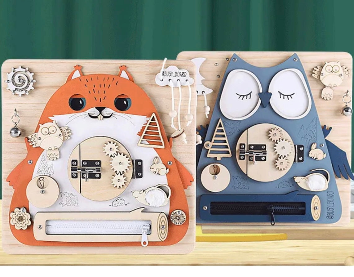 Mr. Kitty wooden busy board - Orange