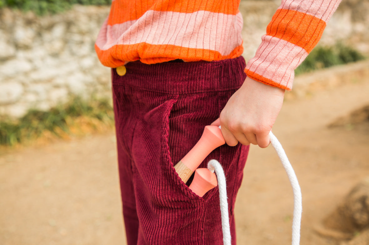 Wooden jumping skipping rope - Coral