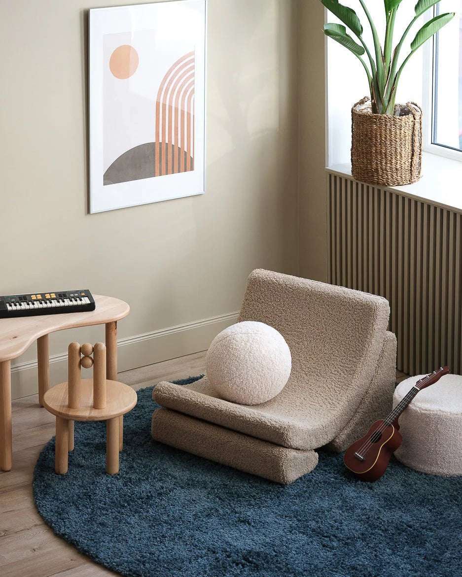 Wigiwama teddy fabric Moon chair- Biscuit (Pre-Order)
