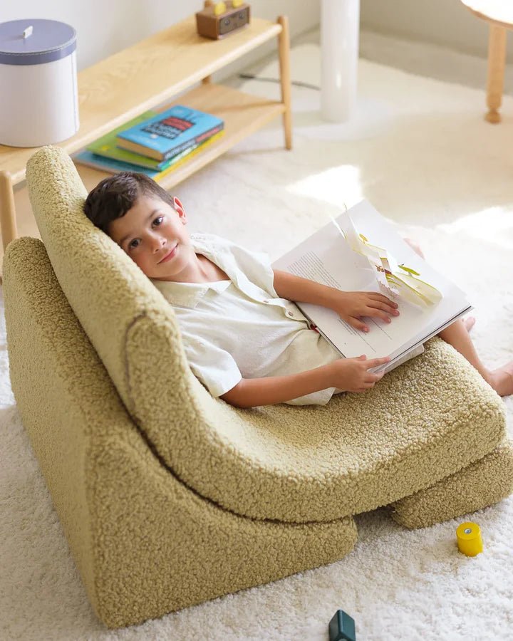 Wigiwama teddy fabric Moon chair- Matcha (Pre-Order)