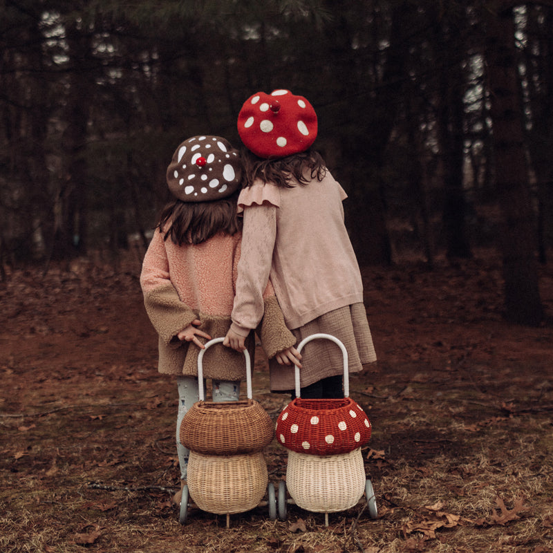 Rattan Mushroom luggy trolley-Red