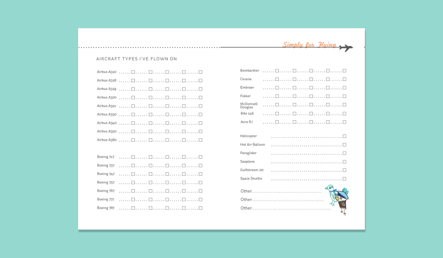 Simply for Flying kids flight logbook