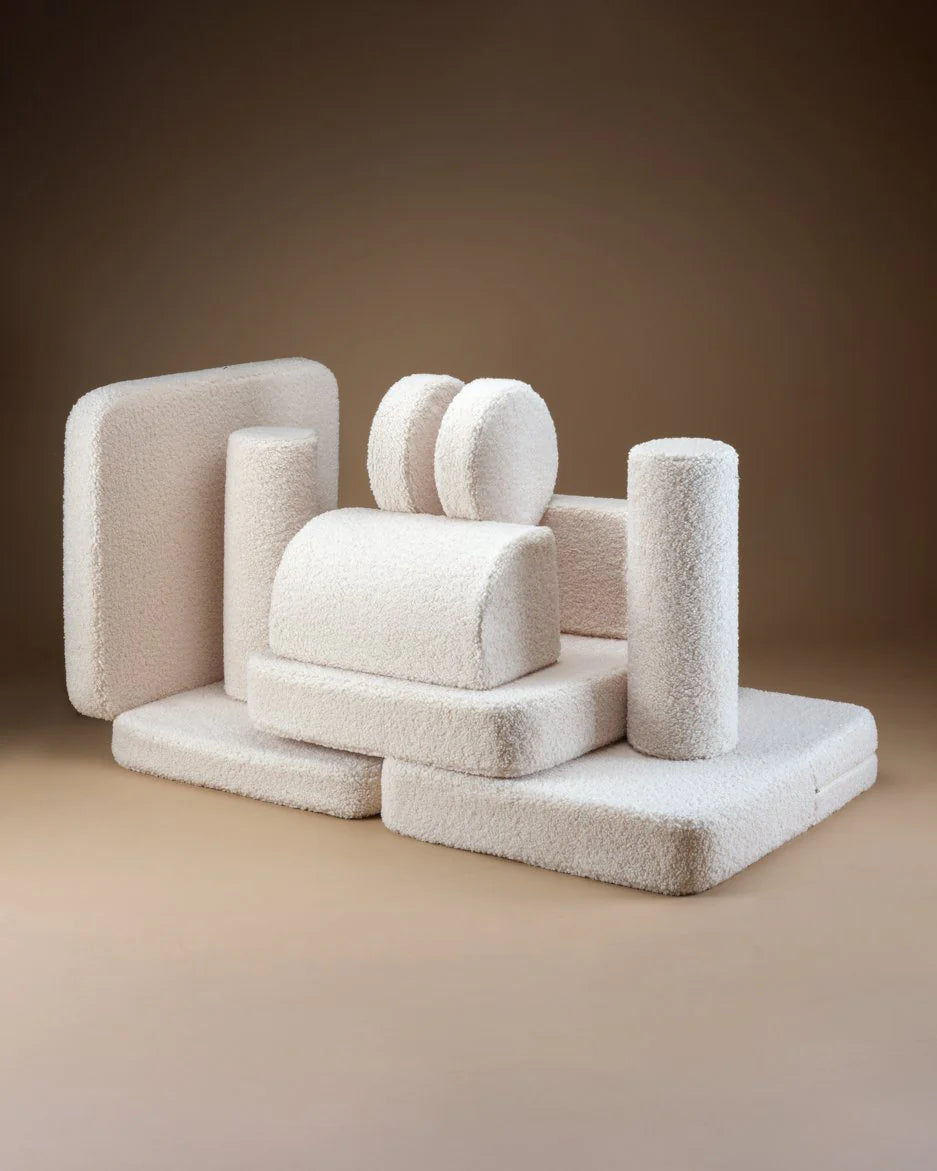Wigiwama teddy fabric play sofa settee- Cream White (Pre-Order)