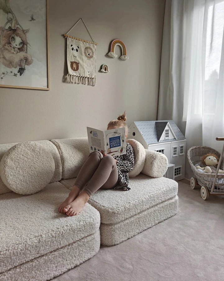 Wigiwama teddy fabric play sofa settee- Cream White (Pre-Order)