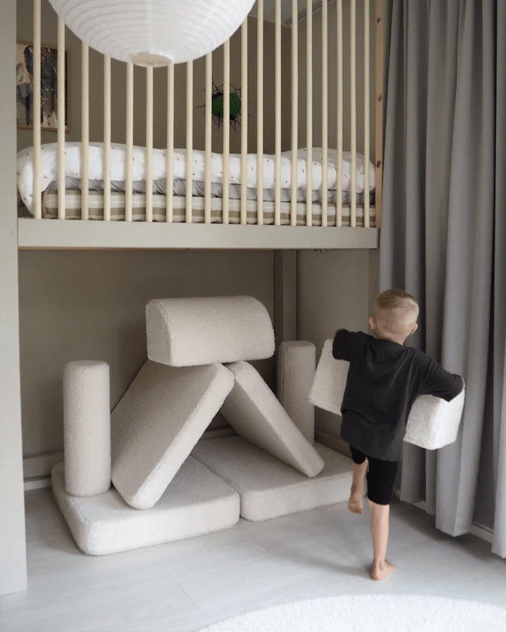 Wigiwama teddy fabric play sofa settee- Cream White (Pre-Order)