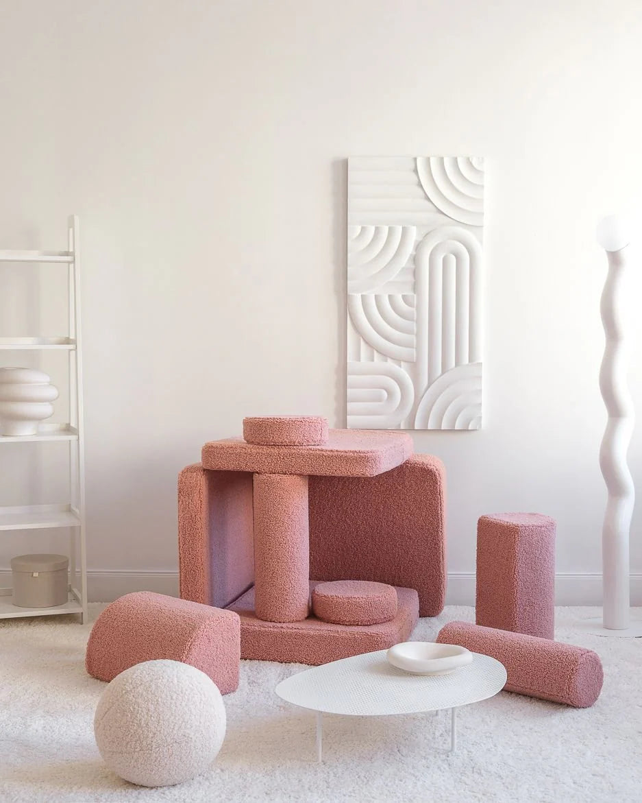 Wigiwama teddy fabric play sofa settee- Guava (Pre-Order)