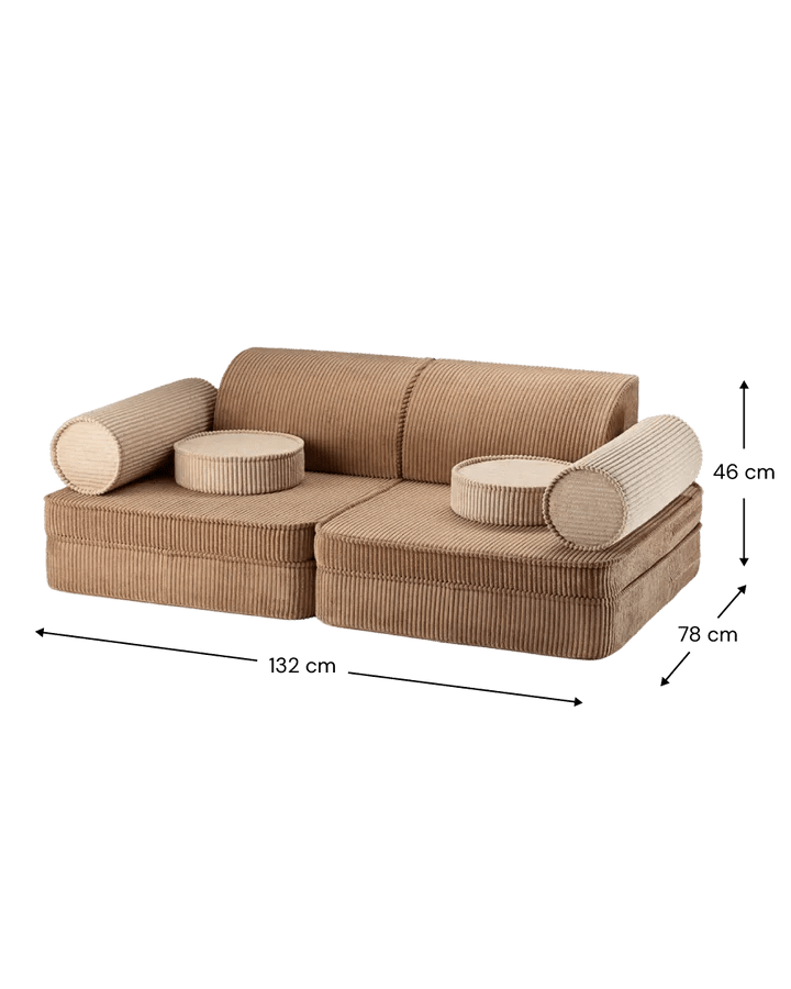 Wigiwama corduroy play sofa settee- Toffee (Pre-Order)
