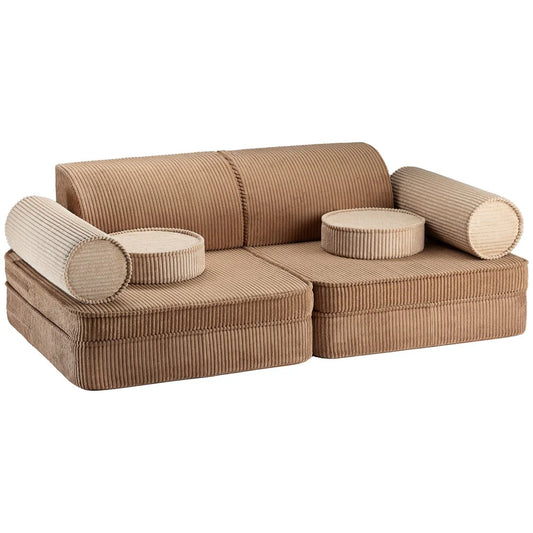 Wigiwama corduroy play sofa settee- Toffee (Pre-Order)