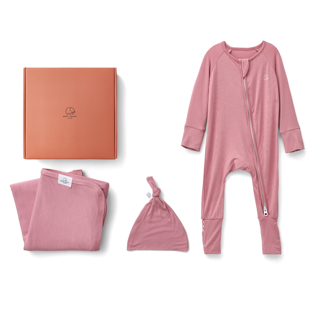 Bamboo swaddle & sleepsuit baby gift box set - Lilac