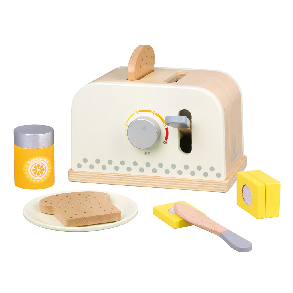 Wooden Toy toaster set - White