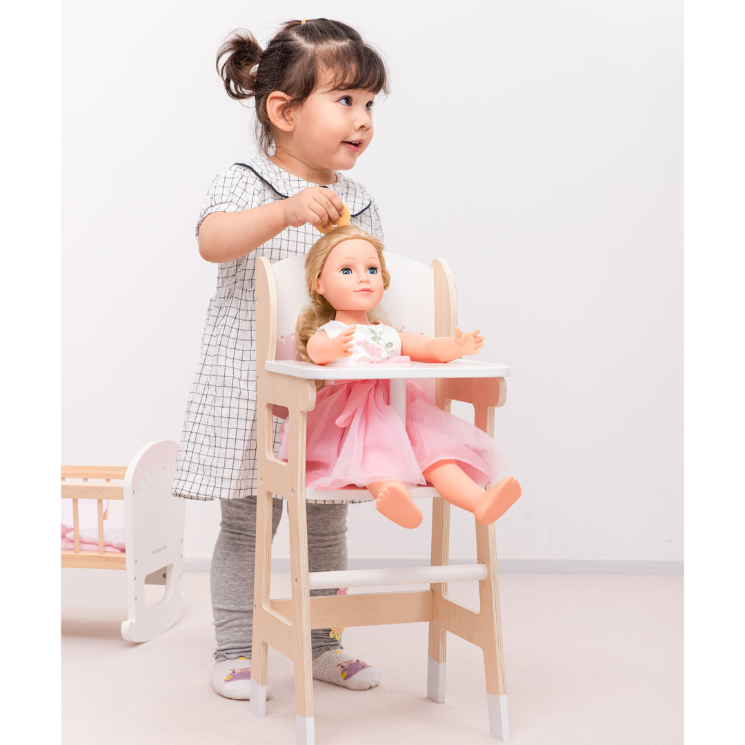 Wooden doll high chair- Pink