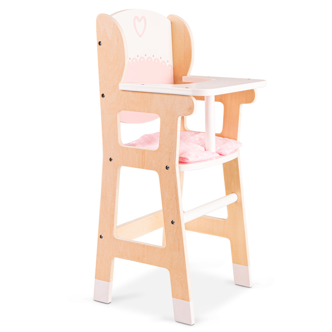 Wooden doll high chair- Pink