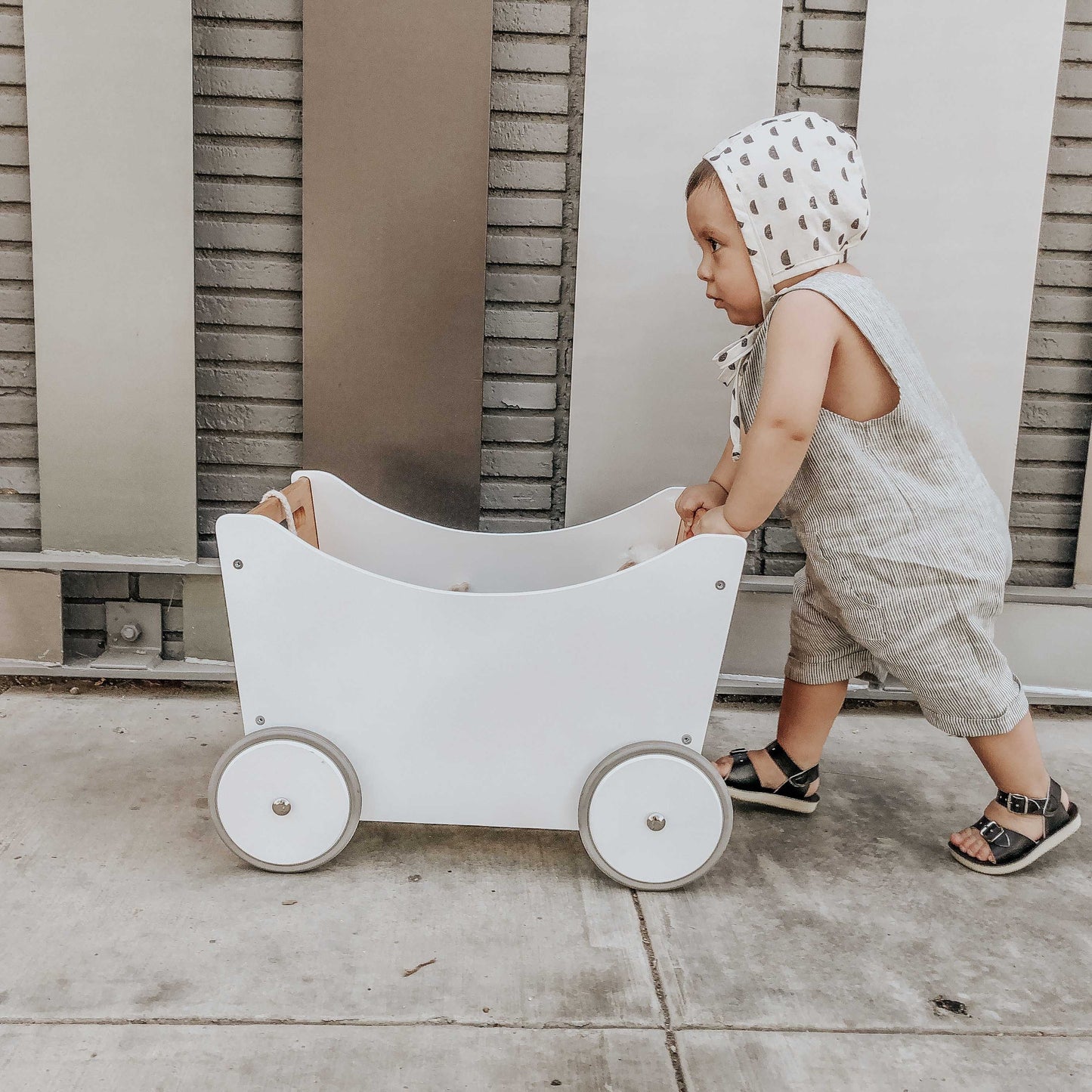 Wooden toy box and walker- White