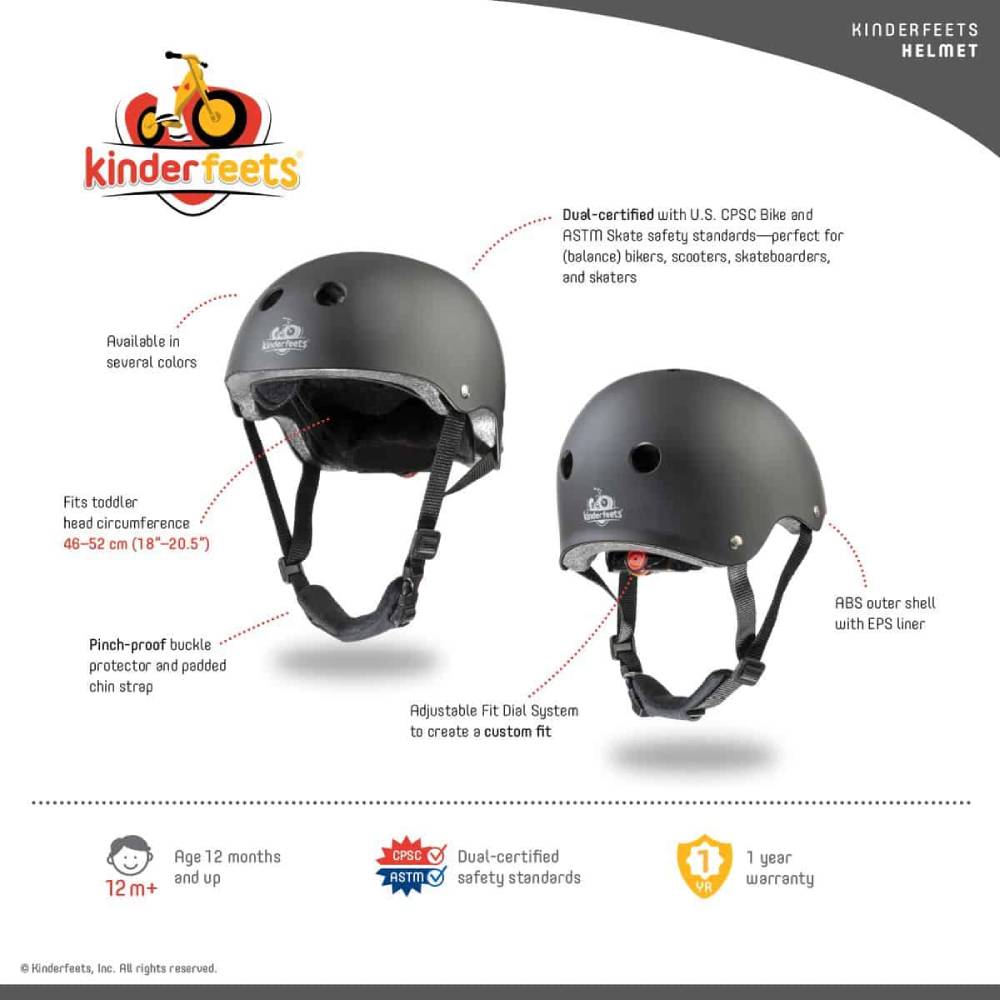 Kinderfeets kids bike helmet matte-Black