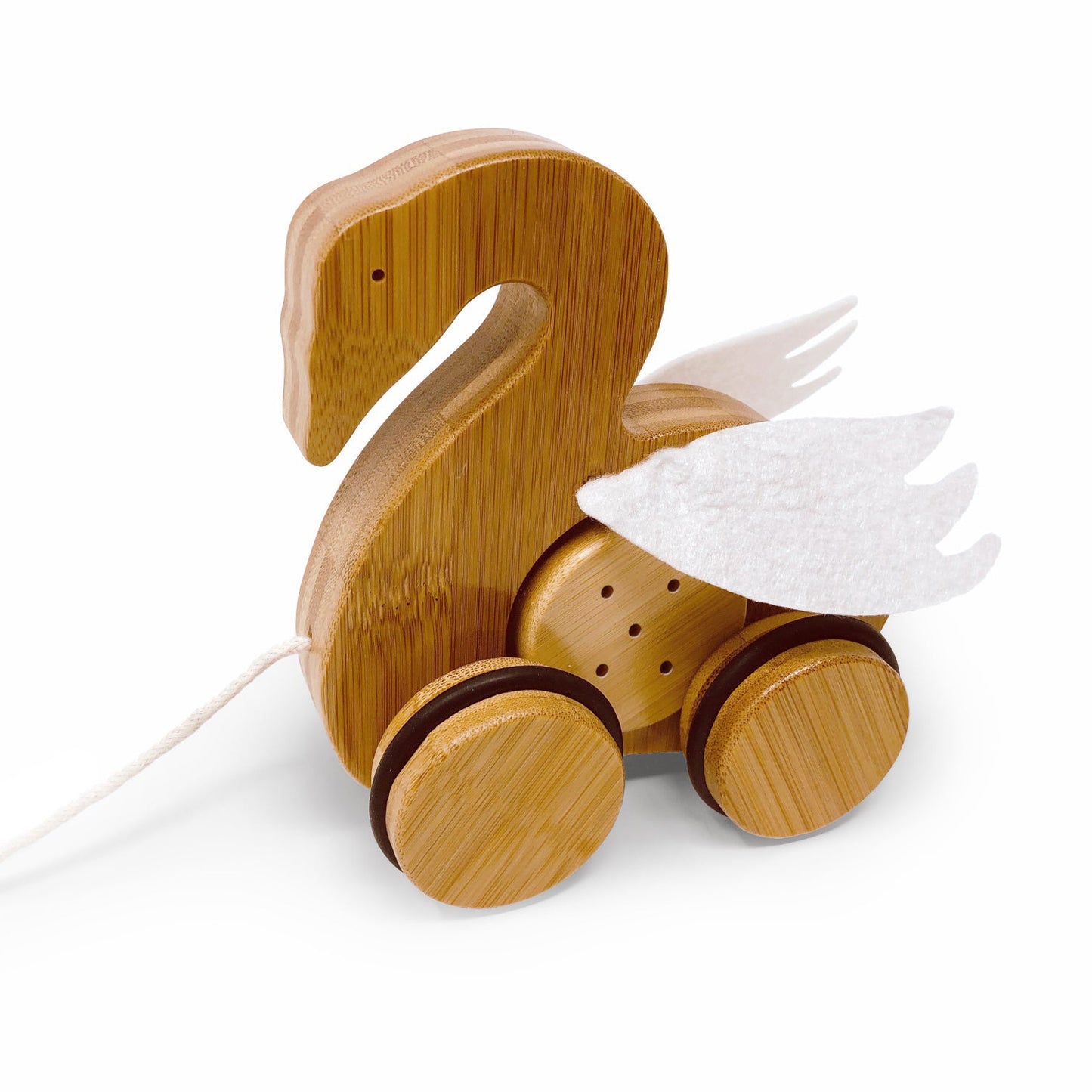 Push & Pull bamboo swan toy