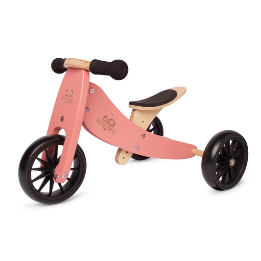 2-in-1 Tiny tot tricycle + balance bike (1-2 years old)-Coral