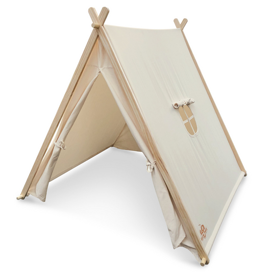Wood and cotton play tent