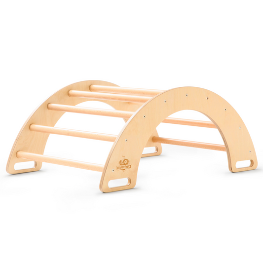 Wooden pikler rocking and climbing arch