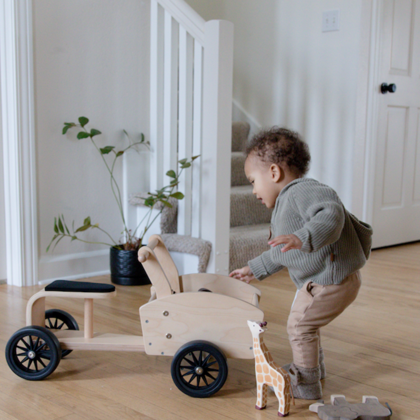 Wooden kids cargo bike