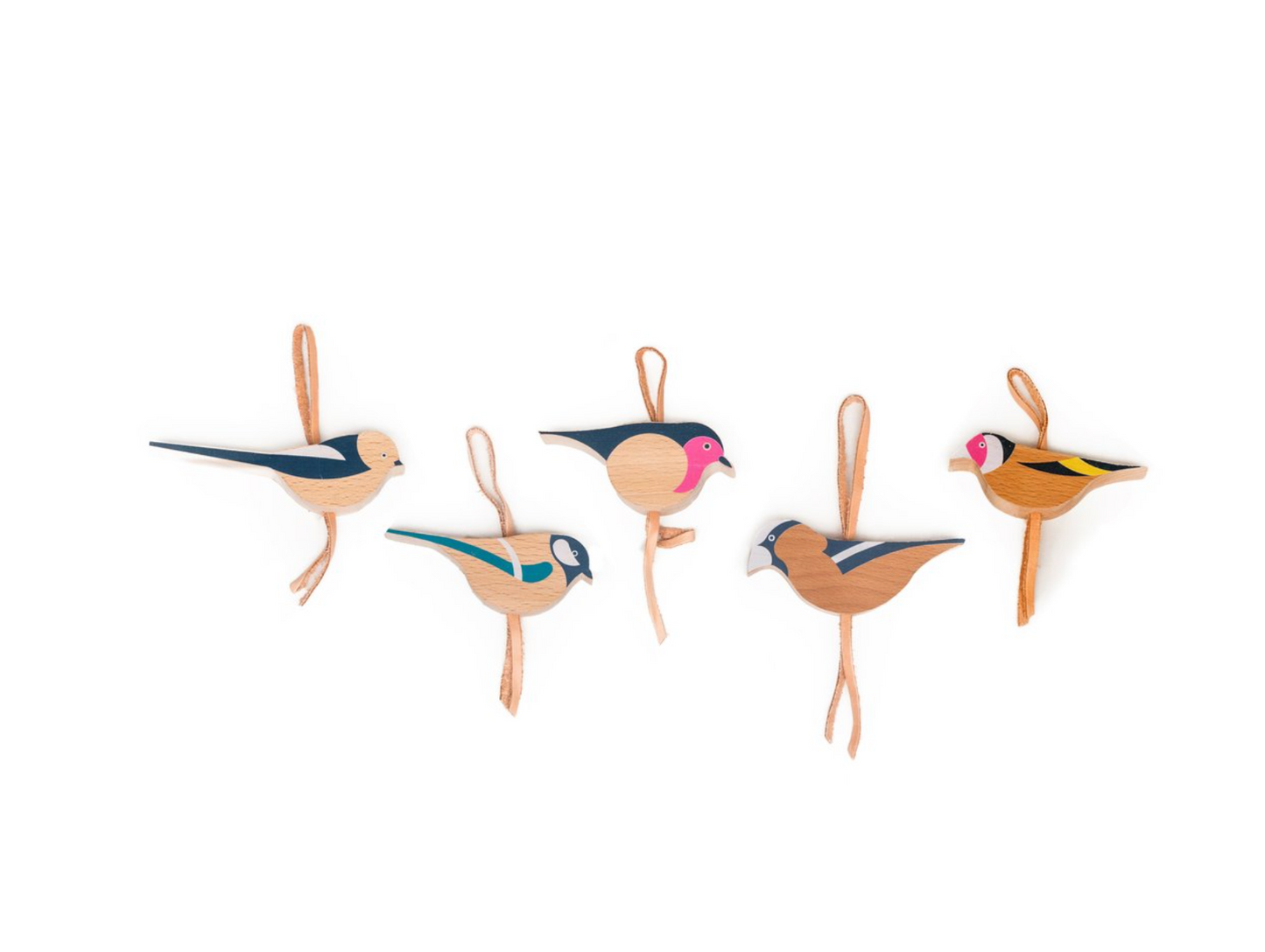 Wooden hanging bird ornaments