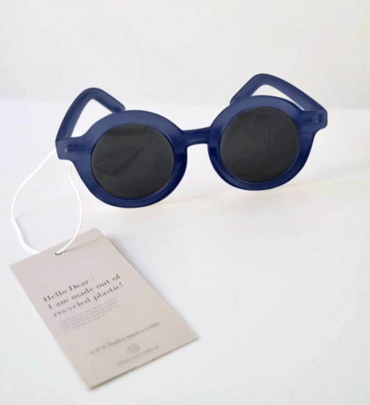 Kids recycled plastic round lenses blue sunglasses