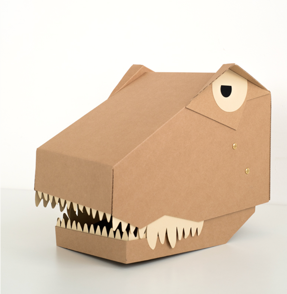 DIY T-Rex cardboard costume activity box