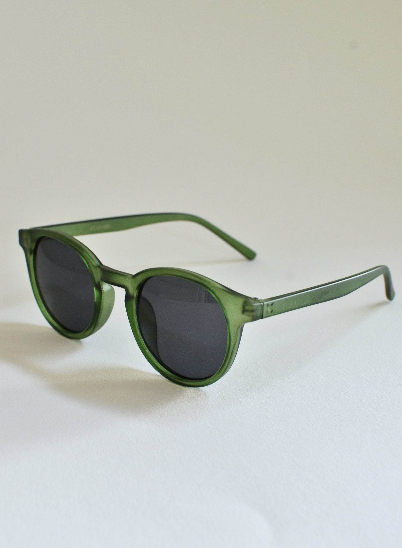 Kids recycled plastic retro style green sunglasses