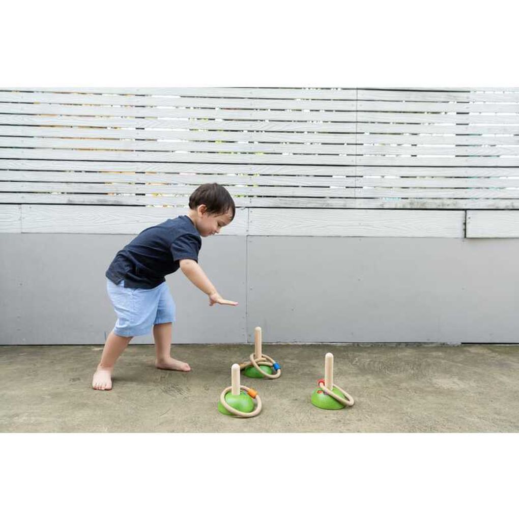 Wooden ring toss game set