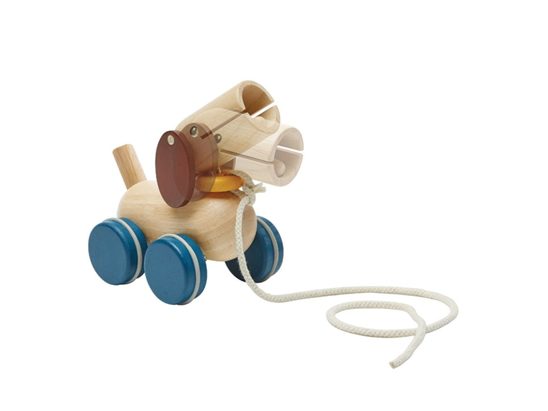 Wooden push and pull puppy toy