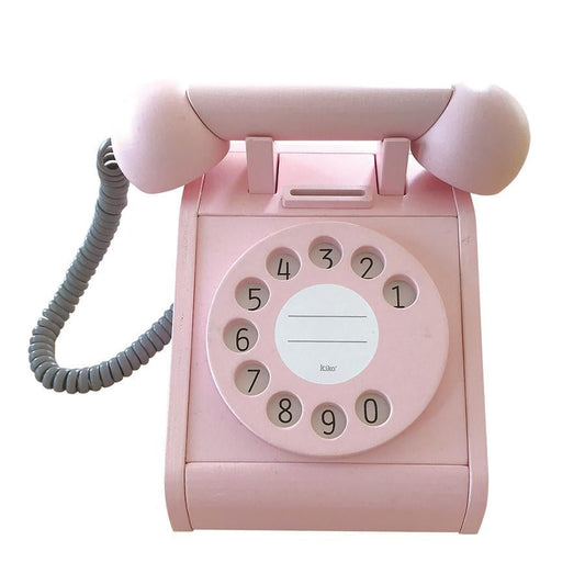 Wooden kids telephone with coins- Pink