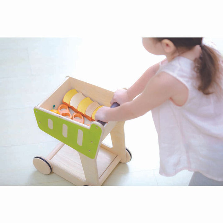 Wooden kids shopping cart