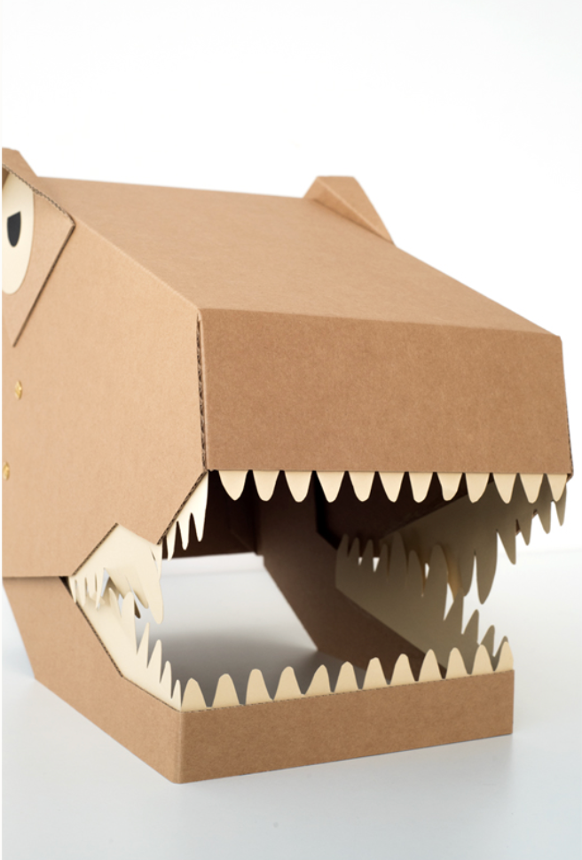 DIY T-Rex cardboard costume activity box