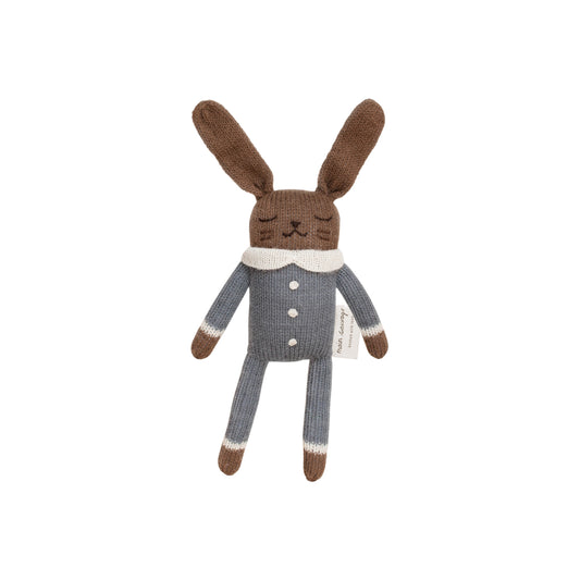 Alpaca wool hand knitted Bunny soft toy - Slate jumpsuit