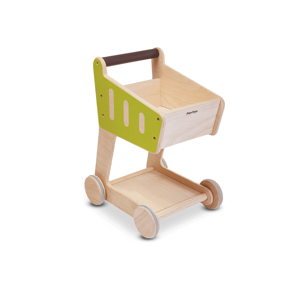 Wooden kids shopping cart