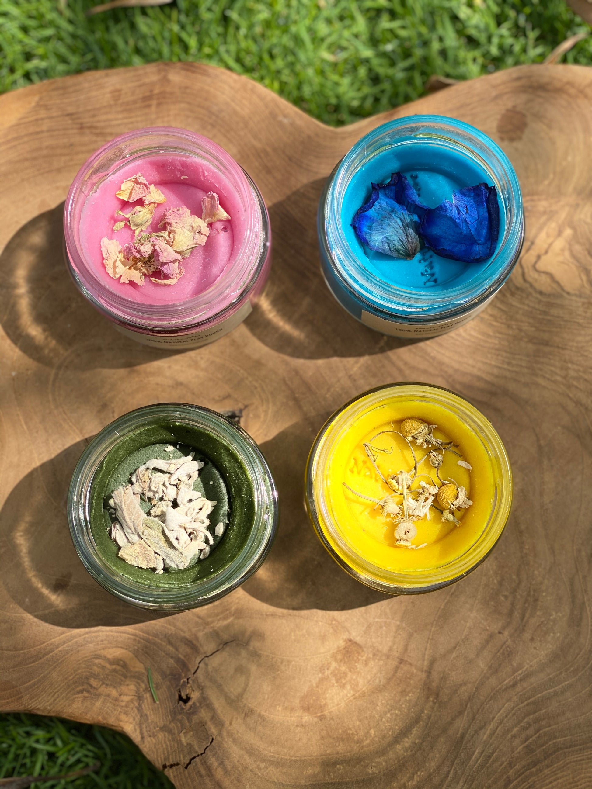 The mini natural play dough set - 4 small jars