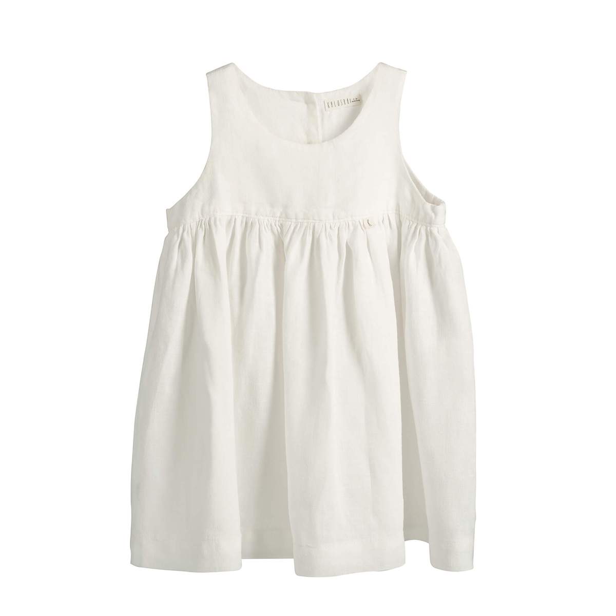 Juliette girls sleeveless linen dress - White