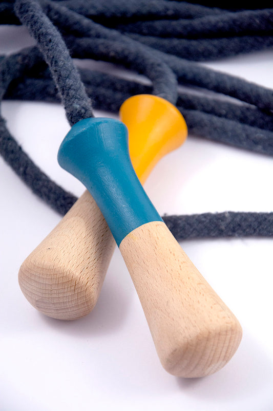 Wooden long skipping playground rope