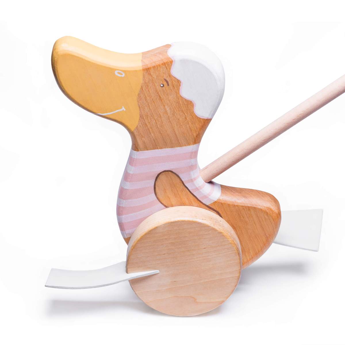 Goose wooden pink push toy