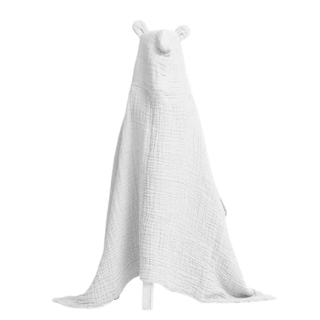 Hooded Muslin Bath Towel - White Lotus