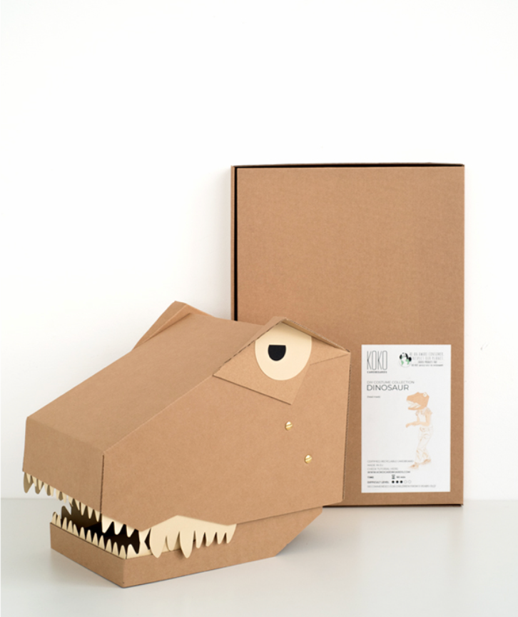 DIY T-Rex cardboard costume activity box