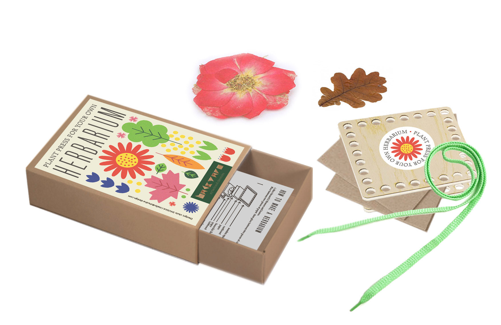 Wooden flower press herbarium gift box