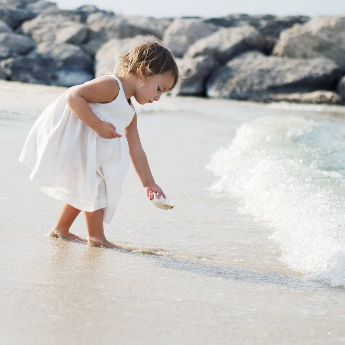 Juliette girls sleeveless linen dress - White