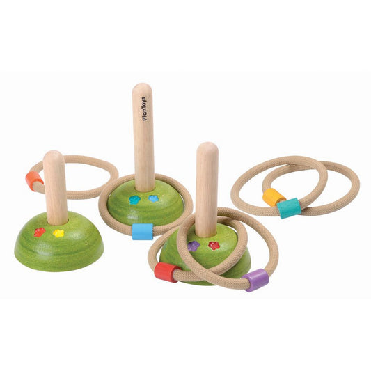 Wooden ring toss game set