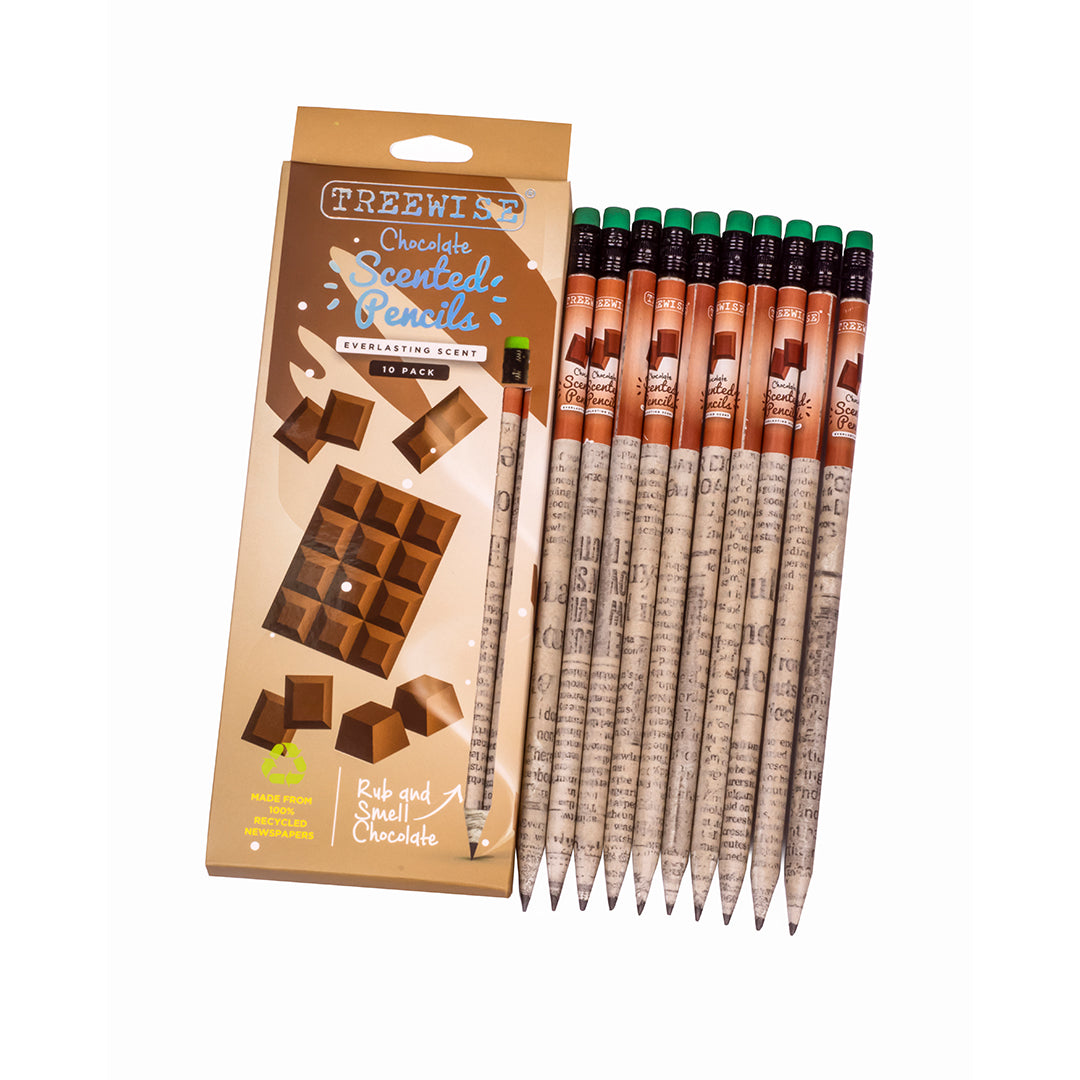 Chocolate scented wood free black pencils - set of 10