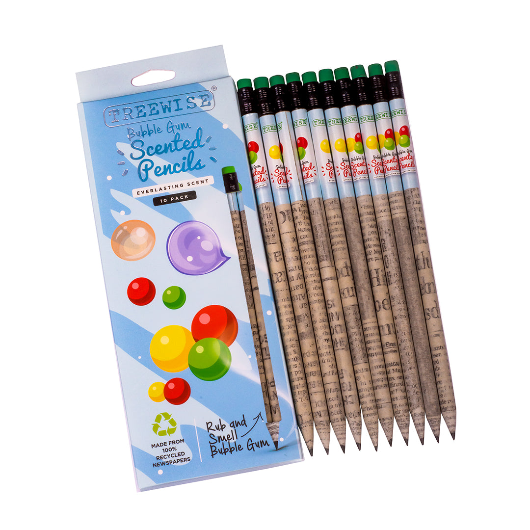 Bubble gum scented wood free black pencils - set of 10