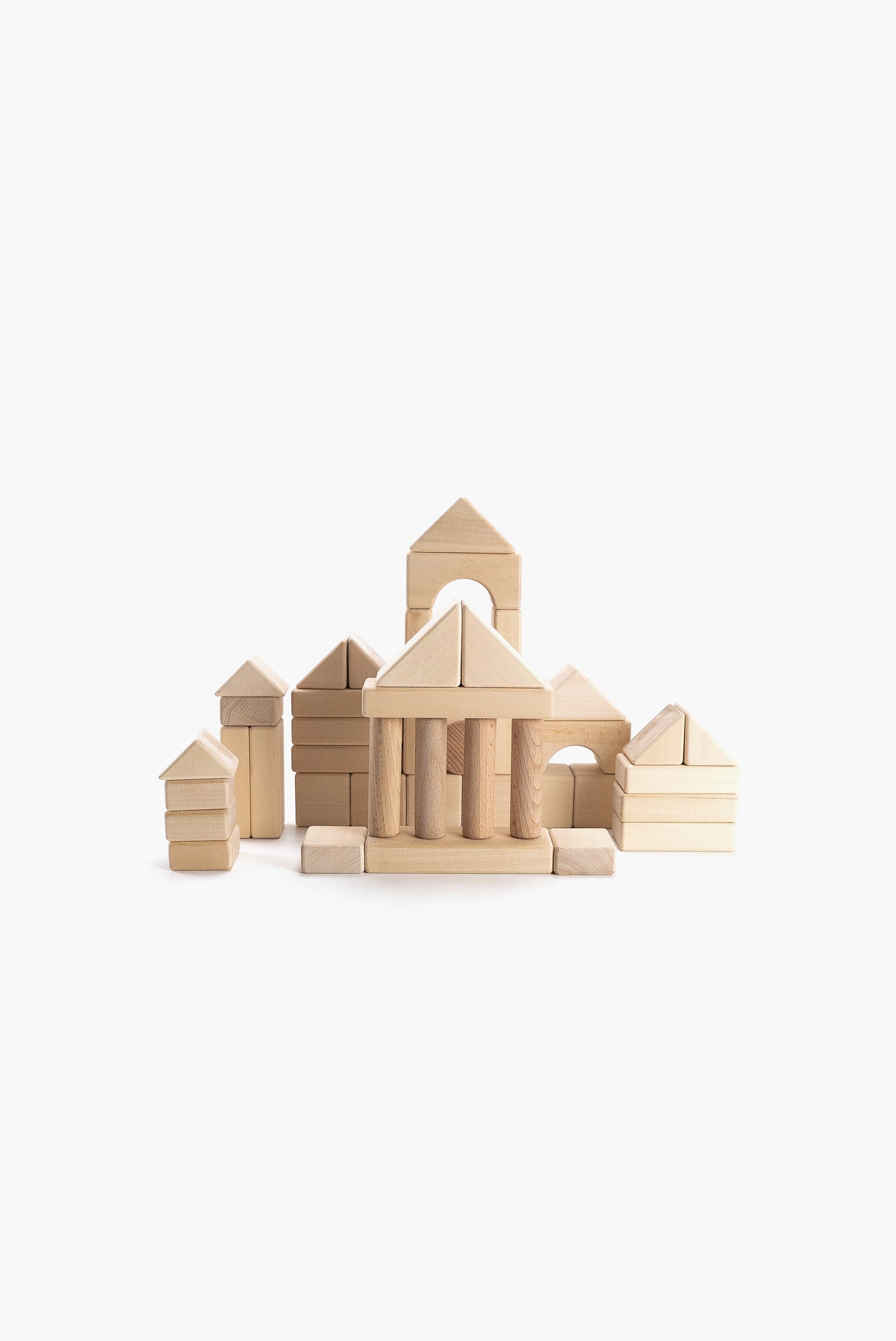 Wooden castle building blocks set
