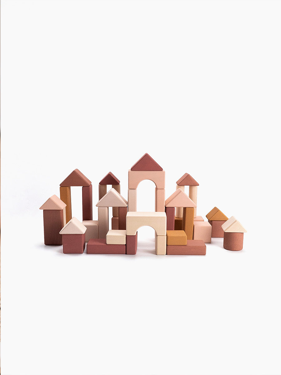 Wooden castle building blocks set